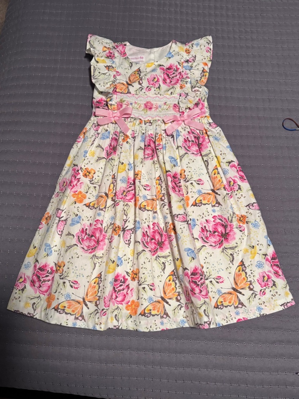 Bonnie Jean Smocked Rose & Butterfly Dress - Size 6